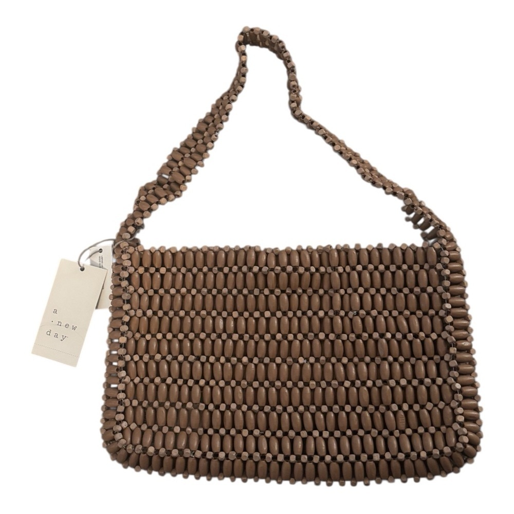 A New Day Tan Beaded Shoulder Bag